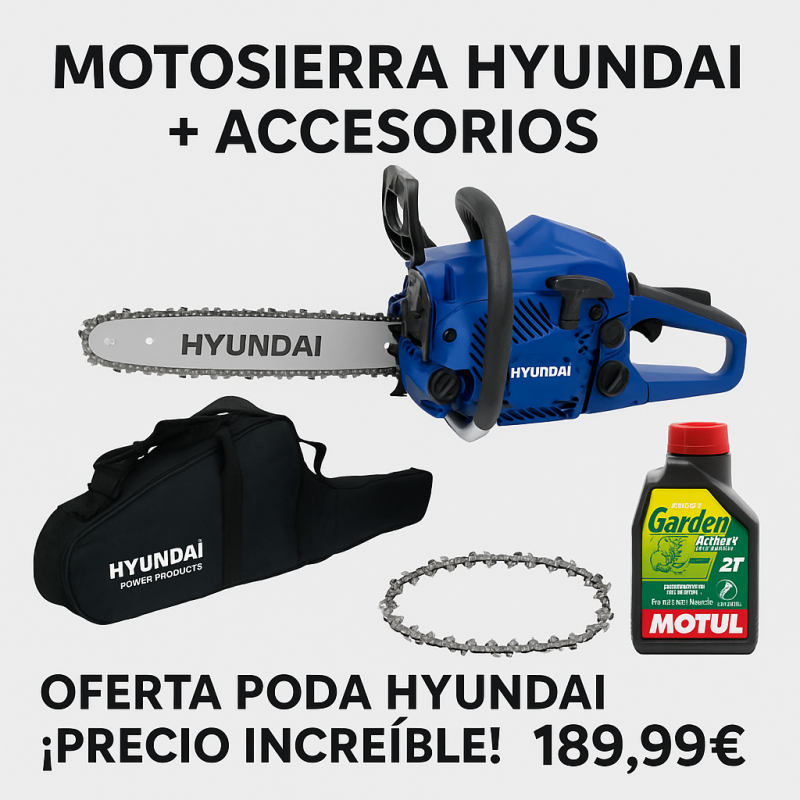 Oferta limite-Motosierra Hyundai para poda + accesorios -HYC2510