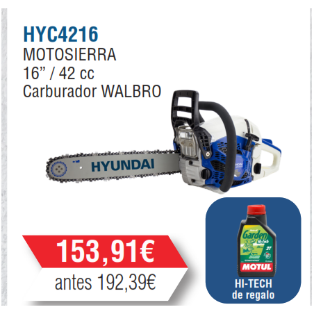 Motosierra Gasolina Hyundai 42 cc-HYC4216