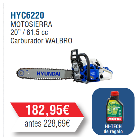 HYC6220 Motosierra Gasolina Hyundai 62 c.c