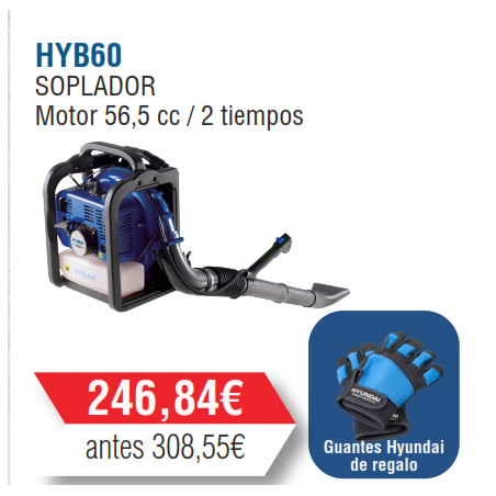 Soplador Gasolina de Mochila Hyundai 56cc - HYB6O