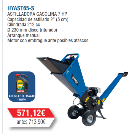 Biotrituradora de Madera Gasolina Hyundai 7 HP-HYAST65-S