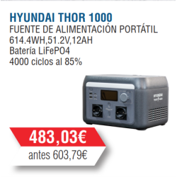 Estación Batería Hyundai 1000W -1600W -614Wh -HY-THOR1000
