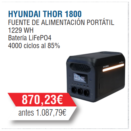 Estación Batería Hyundai 1800W - 3000W - 1229 Kh - HY-THOR-1800