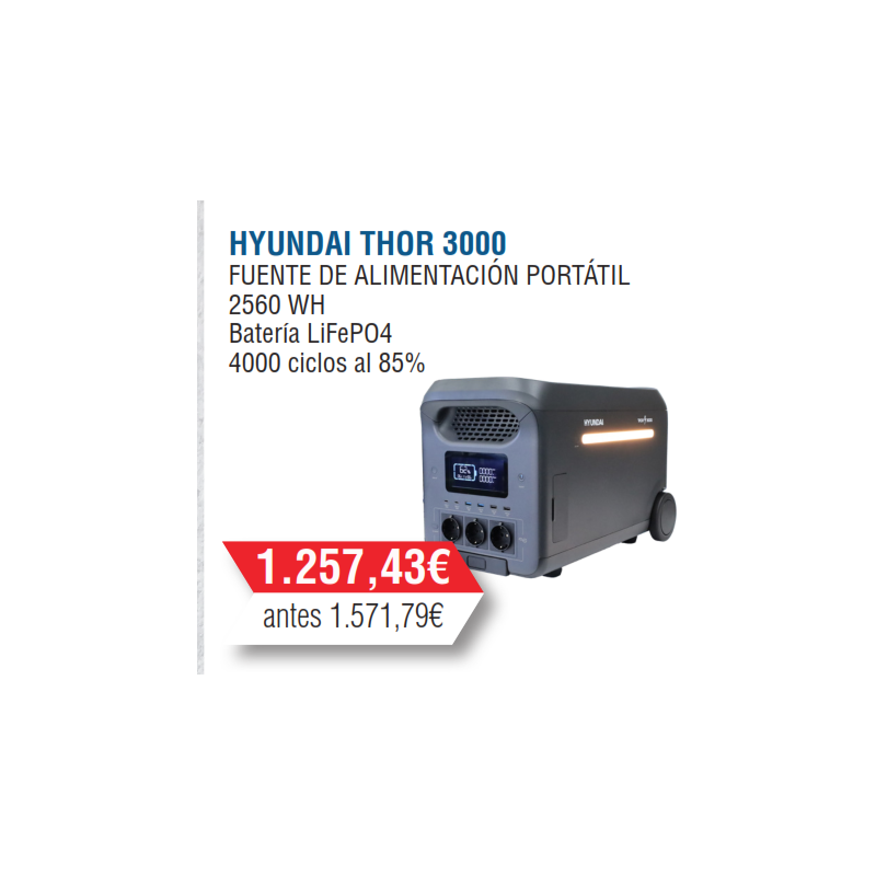 Estación Batería Hyundai 3000W - 5000W - 2560Kh - HY-THOR3000