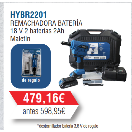 Remachadora a bateria HYBR2201