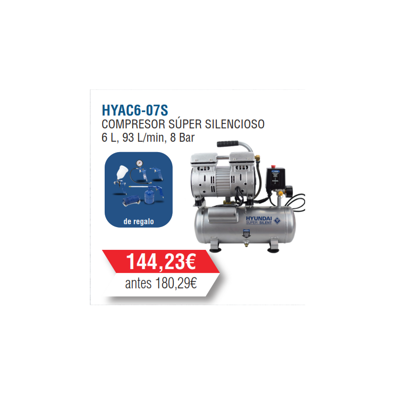 Compresor Silencioso Hyundai 6 Litros-HYAC6-07S -