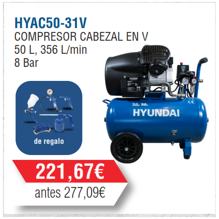 Compresor  Doble Cabezal  Hyundai 50 litros- HYAC50-31V