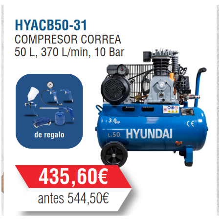 Compresor Serie Pro Hyundai Monofásico 50 Litros-HYACB50-31