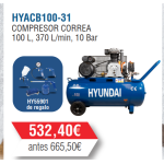 Compresor Serie Pro Hyundai Monofásico 100 Litros-HYACB100-31 -