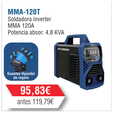 Soldadora Inverter Hyundai 120A- MMA-120