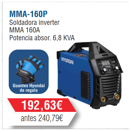 Soldadora Inverter Hyundai 160A- MMA-160P