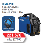 Soldadora Inverter Hyundai 200A-MMA-200P -