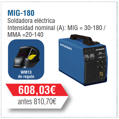 Soldadora Eléctrica MIG 180 HYUNDAY