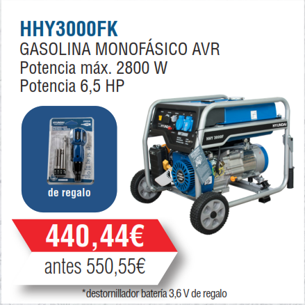 Recambios GENERADOR HYUNDAI HOME SERIE  2,8 kw con ruedas