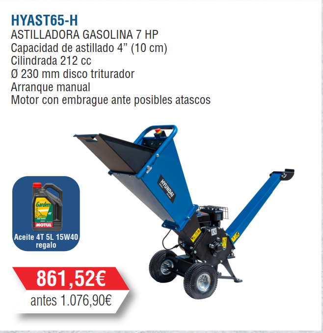 Recambios Astilladora De Madera Hyundai 7HP 4"